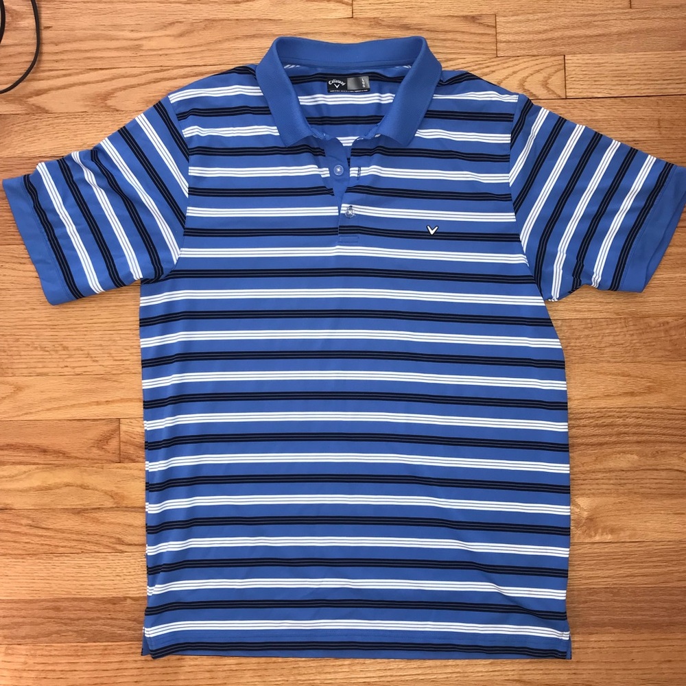 Callaway Men’s Large Golf Shirt BabyBlue/White/Black